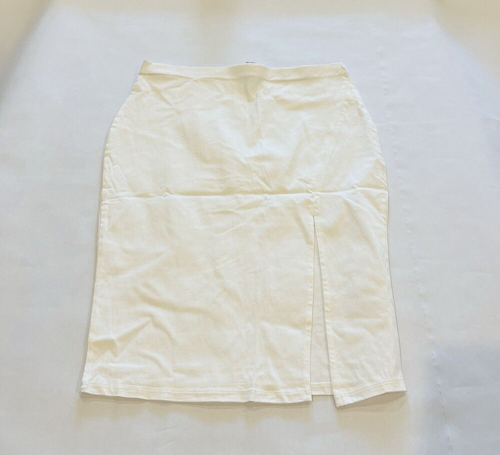 Active Usa Flat Front Pencil Skirt White Women's Size Medium